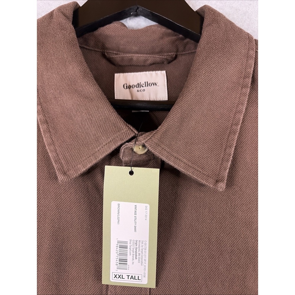 Goodfellow & Co. Vintage Long Sleeve Utility Shirt in Brown - Men's XXL Tall